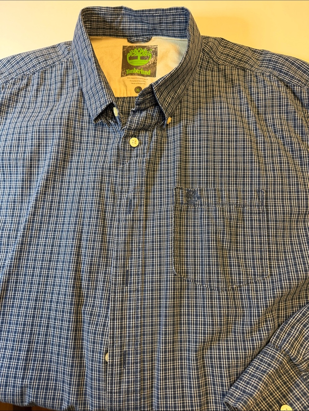 Timberland Men's Blue Plaid Button-Down Shirt